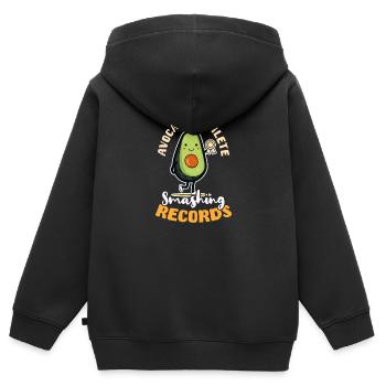 Veganer Athlet Avocado-Athlet bricht Rekorde - Kinder Premium Organic Zip Hoodie - Schwarz - Hinten - AI Model Kid Male (0cm)