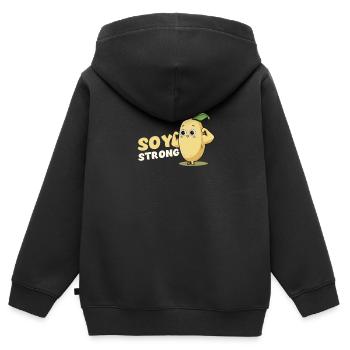 Veganer Sportler Soja Starker Flexbizeps - Kinder Premium Organic Zip Hoodie - Schwarz - Hinten - AI Model Kid Male (0cm)