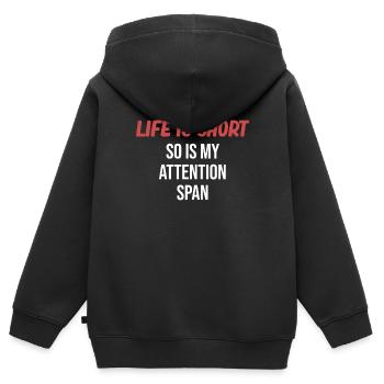 Das Leben Ist Kurz, So Ist Auch Meine - Kinder Premium Organic Zip Hoodie - Schwarz - Hinten - AI Model Kid Male (0cm)
