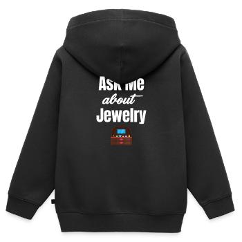 Fragen Sie Mich Nach Schmuck Lustiger Juwelier - Kinder Premium Organic Zip Hoodie - Schwarz - Hinten - AI Model Kid Male (0cm)