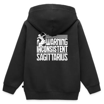 Sagittarius Warning Inconsistent Sagittarius - Kids Premium Organic Zip-up Hoodie - black - Back - AI Model Kid Male (0cm)