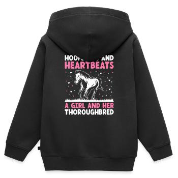 Vollblut Pferderennen Reiten Reiterpferde - Kinder Premium Organic Zip Hoodie - Schwarz - Hinten - AI Model Kid Male (0cm)