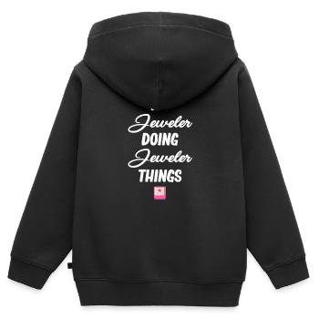 Je suis bijoutier et je fais des bijoux, - Sweat Premium à capuche zippé enfant bio - noir - Dos - AI Model Kid Male (0cm)