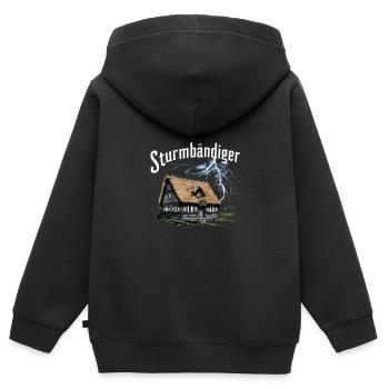 Amateurs d’orage Nuit d’orage Maison de campagne - Sweat Premium à capuche zippé enfant bio - noir - Dos - AI Model Kid Male (0cm)