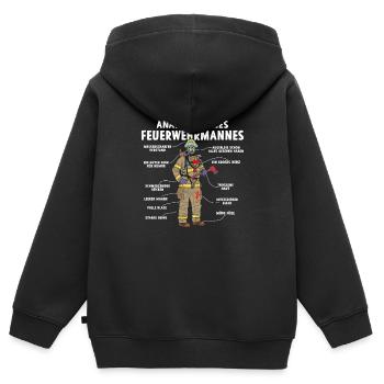 Anatomie eines Feuerwehrmannes - Kinder Premium Organic Zip Hoodie - Schwarz - Hinten - AI Model Kid Male (0cm)