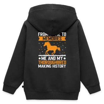 Vollblut Pferderennen Reiten Reiterpferde - Kinder Premium Organic Zip Hoodie - Schwarz - Hinten - AI Model Kid Male (0cm)