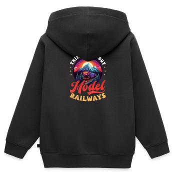 Modelleisenbahn: Modelleisenbahn denken - Kinder Premium Organic Zip Hoodie - Schwarz - Hinten - AI Model Kid Male (0cm)