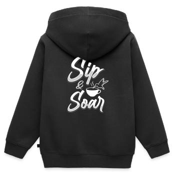 Kolibri Kaffee Koffein - Kinder Premium Organic Zip Hoodie - Schwarz - Hinten - AI Model Kid Male (0cm)