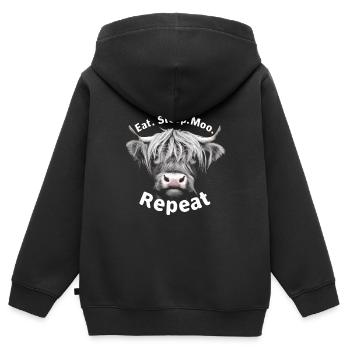 Eat Sleep Moo Highland Beef - Kids Premium Organic Zip-up Hoodie - black - Back - AI Model Kid Male (0cm)