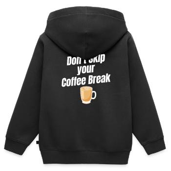 Ne sautez pas votre pause-café Cafecito - Sweat Premium à capuche zippé enfant bio - noir - Dos - AI Model Kid Male (0cm)