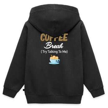 Kaffeepause Versuchen Sie, In 10 Minuten Espresso - Kinder Premium Organic Zip Hoodie - Schwarz - Hinten - AI Model Kid Male (0cm)