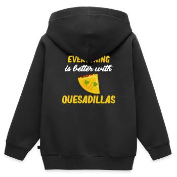 Tout est meilleur avec les quesadillas argentines - Sweat Premium à capuche zippé enfant bio - noir - Dos - AI Model Kid Male (0cm)