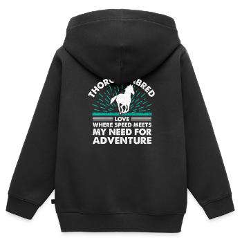 Vollblut Pferderennen Reiten Reiterpferde - Kinder Premium Organic Zip Hoodie - Schwarz - Hinten - AI Model Kid Male (0cm)