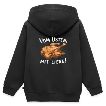 Vom Osten Mit Liebe Broiler Hähnchen - Kinder Premium Organic Zip Hoodie - Schwarz - Hinten - AI Model Kid Male (0cm)