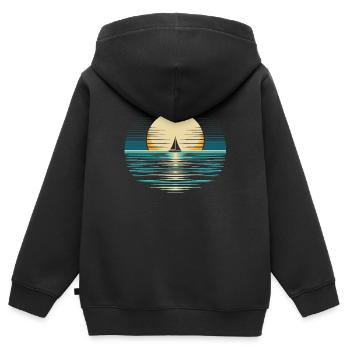 Voile, Voile, Voilier - Sweat Premium à capuche zippé enfant bio - noir - Dos - AI Model Kid Male (0cm)