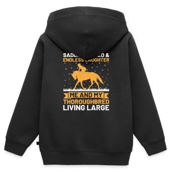 Vollblut Pferderennen Reiten Reiterpferde - Kinder Premium Organic Zip Hoodie - Schwarz - Hinten - AI Model Kid Male (0cm)