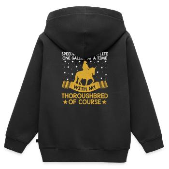 Thoroughbred Horse Racing Riding Equestian Horses - Kids Premium Organic Zip-up Hoodie - black - Back - AI Model Kid Male (0cm)