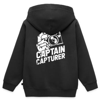 Photographe Photographie Appareil photo Capturez l’instant - Sweat Premium à capuche zippé enfant bio - noir - Dos - AI Model Kid Male (0cm)