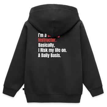 Je suis moniteur d’auto-école. En gros, je risque mon - Sweat Premium à capuche zippé enfant bio - noir - Dos - AI Model Kid Male (0cm)
