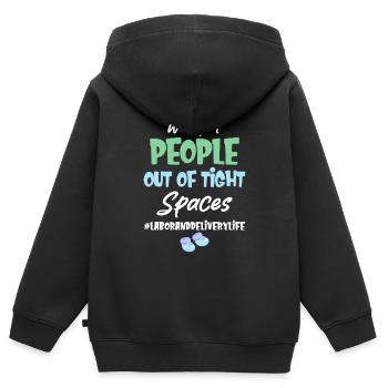 Wir Holen Menschen Aus Engen Räumen Raus - Kinder Premium Organic Zip Hoodie - Schwarz - Hinten - AI Model Kid Male (0cm)