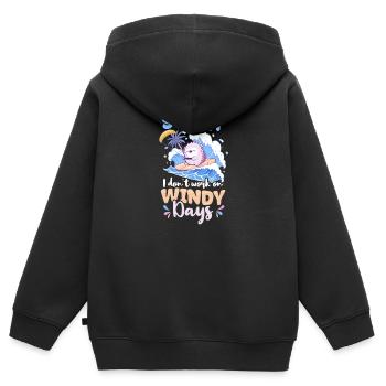 Kitesurfen funktioniert nicht an windigen Tagen - Kinder Premium Organic Zip Hoodie - Schwarz - Hinten - AI Model Kid Male (0cm)
