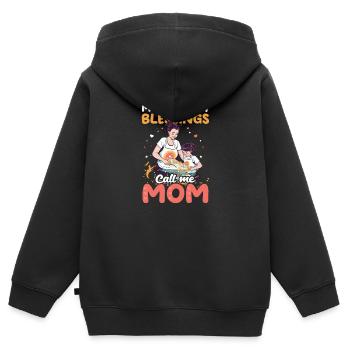 Muttertag Größter Segen ruft mich Mama - Kinder Premium Organic Zip Hoodie - Schwarz - Hinten - AI Model Kid Male (0cm)