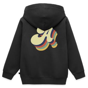 Retro-Brief - Kinder Premium Organic Zip Hoodie - Schwarz - Hinten - AI Model Kid Male (0cm)