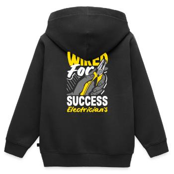 Électricien câblé pour le succès - Sweat Premium à capuche zippé enfant bio - noir - Dos - AI Model Kid Male (0cm)