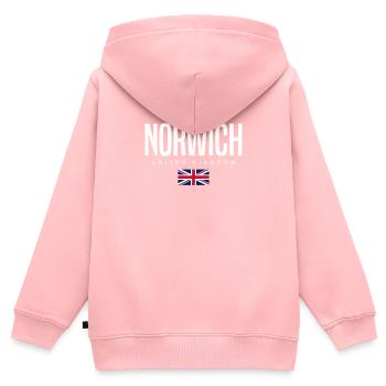 Norwich, Royaume-Uni - Sweat Premium à capuche zippé enfant bio - rose - Dos - AI Model Kid Female (0cm)
