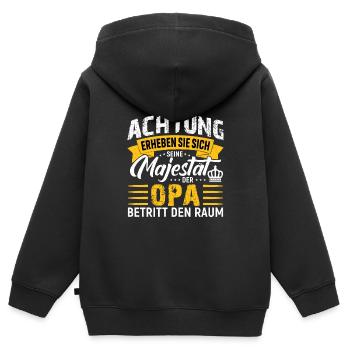 Majesty Grandpa Birthday Grandfather - Kids Premium Organic Zip-up Hoodie - black - Back - AI Model Kid Male (0cm)