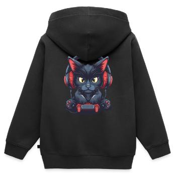 Jeu vidéo noir - Sweat Premium à capuche zippé enfant bio - noir - Dos - AI Model Kid Male (0cm)