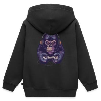 Gorilla Videospiel - Kinder Premium Organic Zip Hoodie - Schwarz - Hinten - AI Model Kid Male (0cm)