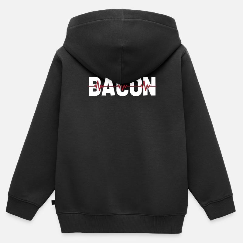 Bacon Speck Ekg Rythme cardiaque - Sweat Premium à capuche zippé enfant bio - noir