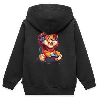 Löwen Videospiel - Kinder Premium Organic Zip Hoodie - Schwarz - Hinten - AI Model Kid Male (0cm)