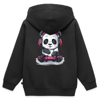 Panda Videospiel - Kinder Premium Organic Zip Hoodie - Schwarz - Hinten - AI Model Kid Male (0cm)
