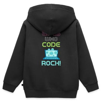 Les filles qui codent, c’est génial ! Programmeur - Sweat Premium à capuche zippé enfant bio - noir - Dos - AI Model Kid Male (0cm)