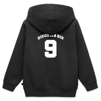Enfants d’anniversaire de 9 ans - Digga J’ai 9 ans - Sweat Premium à capuche zippé enfant bio - noir - Dos - AI Model Kid Male (0cm)