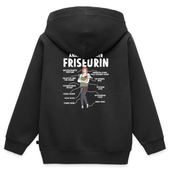 Anatomie d’un coiffeur - Sweat Premium à capuche zippé enfant bio - noir - Dos - AI Model Kid Male (0cm)