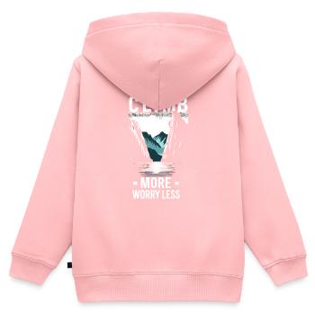 Escalade, Aventure en plein air, Escalade de bloc - Sweat Premium à capuche zippé enfant bio - rose - Dos - AI Model Kid Female (0cm)
