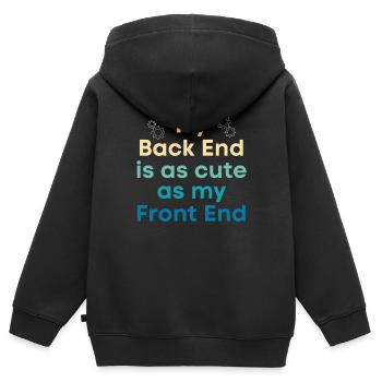 Mon backend est aussi mignon que le mien - Sweat Premium à capuche zippé enfant bio - noir - Dos - AI Model Kid Male (0cm)