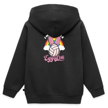 Volleyball Ostern Little Eggstra Volleyball Ohren - Kinder Premium Organic Zip Hoodie - Schwarz - Hinten - AI Model Kid Male (0cm)