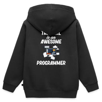 Cette fille est une fantastique - Sweat Premium à capuche zippé enfant bio - noir - Dos - AI Model Kid Male (0cm)