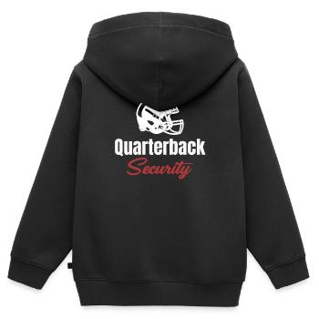 Quarterback Sécurité Drôle Football Lineman - Sweat Premium à capuche zippé enfant bio - noir - Dos - AI Model Kid Male (0cm)