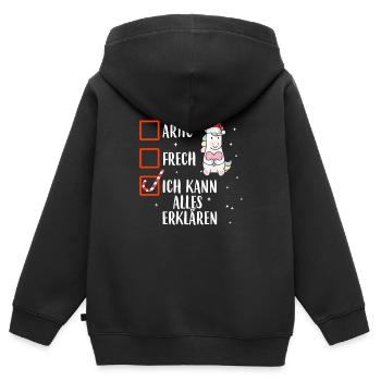 Artig Frech Ich Kann Alles Erklärenes Weihnachten - Kinder Premium Organic Zip Hoodie - Schwarz - Hinten - AI Model Kid Male (0cm)
