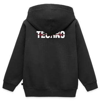 Techno Raver Ekg Heartbeat - Sweat Premium à capuche zippé enfant bio - noir - Dos - AI Model Kid Male (0cm)