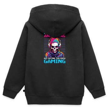 Ich bin ein Videospieler, der nichts leugnet - Kinder Premium Organic Zip Hoodie - Schwarz - Hinten - AI Model Kid Male (0cm)