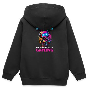Ich bin ein Videospieler, der nicht aufpasst - Kinder Premium Organic Zip Hoodie - Schwarz - Hinten - AI Model Kid Male (0cm)