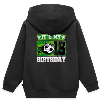 15th birthday Boy Soccer 15 Years Old Gifts - Kinder Premium Organic Zip Hoodie - Schwarz - Hinten - AI Model Kid Male (0cm)