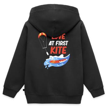 Coup de foudre Planche à voile de kitesurf - Sweat Premium à capuche zippé enfant bio - noir - Dos - AI Model Kid Male (0cm)