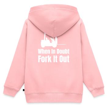 When in doubt, fork it out fun. - Kids Premium Organic Zip-up Hoodie - rose - Back - AI Model Kid Female (0cm)